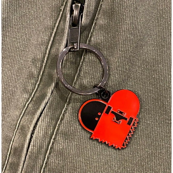Broken Skateboard Heart Metal Keychain