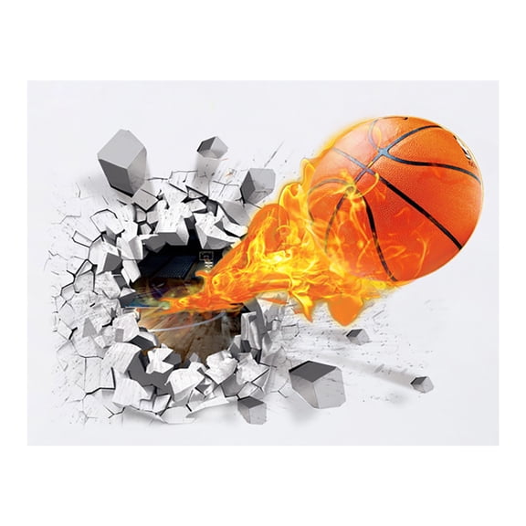 Broken the Wall 3D Basketball Wall Stickers & Decal Oversized Vinyl Mural for Bedroom, TV Background, Living Room, Office & Shop Easy Peel-and-Stick, Removable, Paint-Free Decor