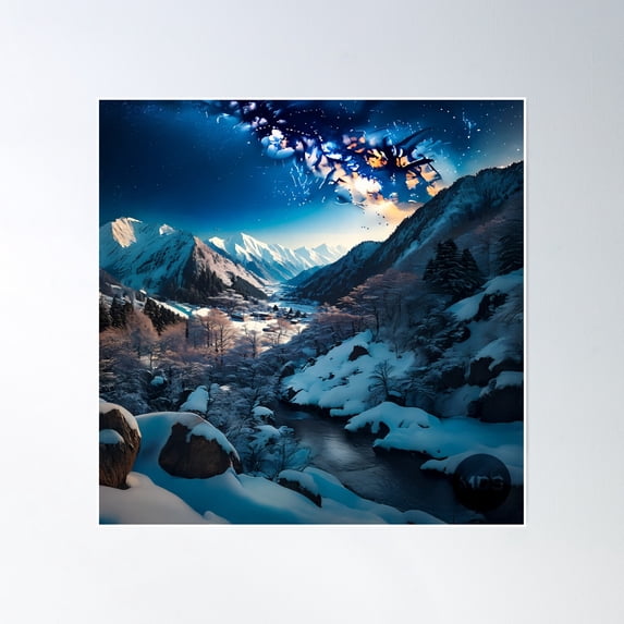 Broken Winter Sky Poster Wall Art, Modern Wall Decor, 24x24 UNFRAMED