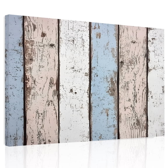 Broken Wood Broad Canvas Print Wall Art, Vintage Stripe Wood Retro Style Wall Decor Modern Artwork Paintings Pictures for Living Room Framed and Stretched Ready to Hang, 20" x 24"