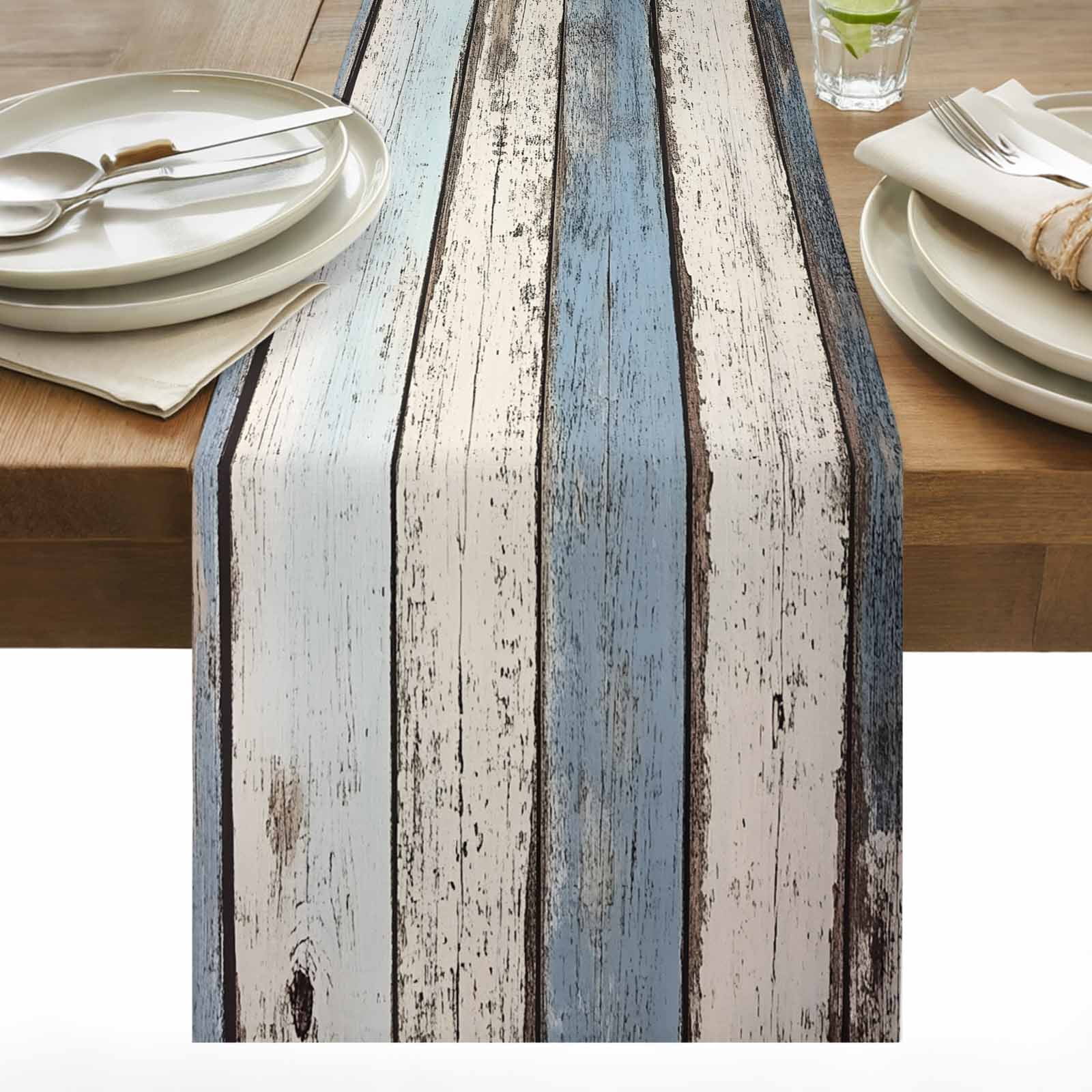 Broken Wood Broad Table Runner 13x108 inch Vintage Stripe Wood ...