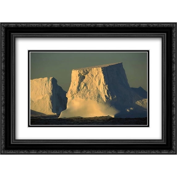 Broken tabular icebergs, Antarctic Peninsula, Antarctica 2x Matted 24x18 Black Ornate Framed Art Print by Ellis, Gerry
