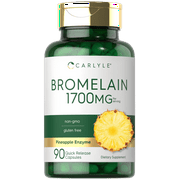 Bromelain 1700 mg | 90 Capsules | Pineapple Enzyme Supplement | Non-GMO, Gluten Free | by Carlyle
