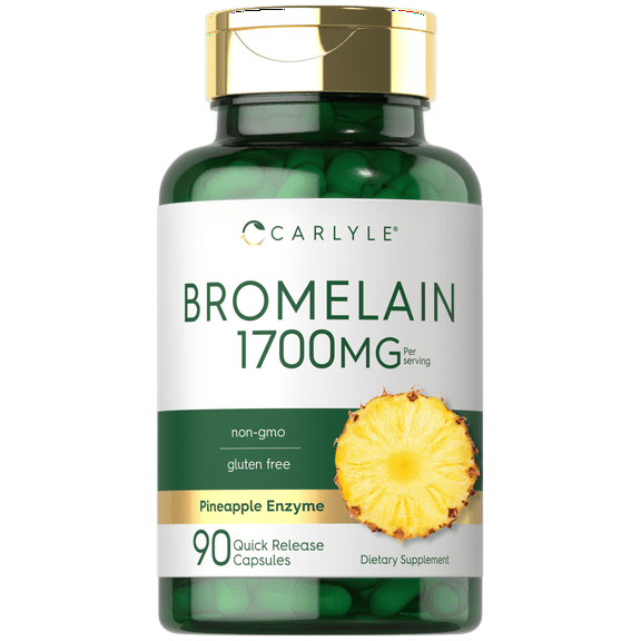 Bromelain 1700 mg | 90 Capsules | Pineapple Enzyme Supplement | Non-GMO, Gluten Free | by Carlyle