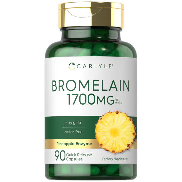 Bromelain 1700 mg 90 Capsules Pineapple Enzyme Supplement by Carlyle