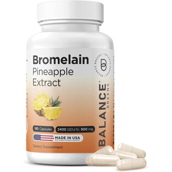 Bromelain 500mg Veggie Caps – 2400 GDU Pineapple Extract Supplement for Joint Support, Natural Swelling Support, and Healthy Digestion – 180 Capsules Made in USA