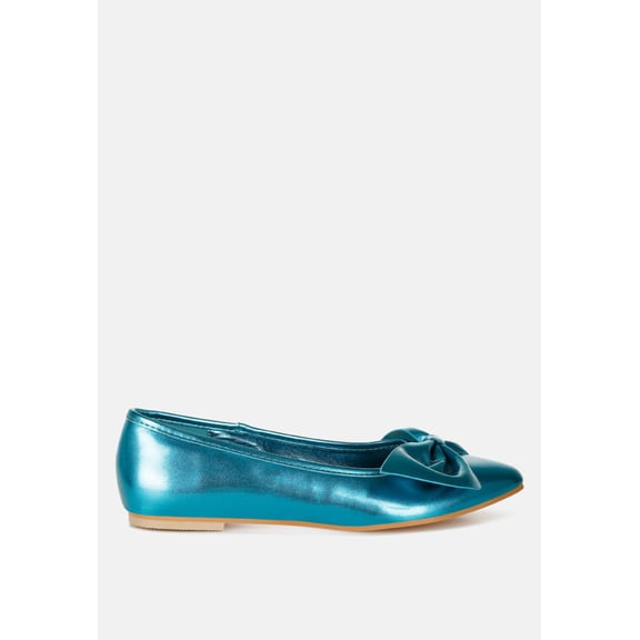 Bromelia Metallic Pleather Bow Ballerinas