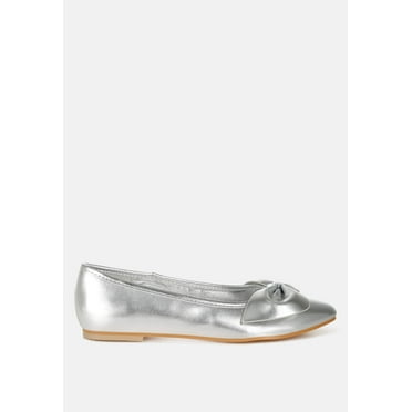 Bromelia Metallic Pleather Bow Ballerinas