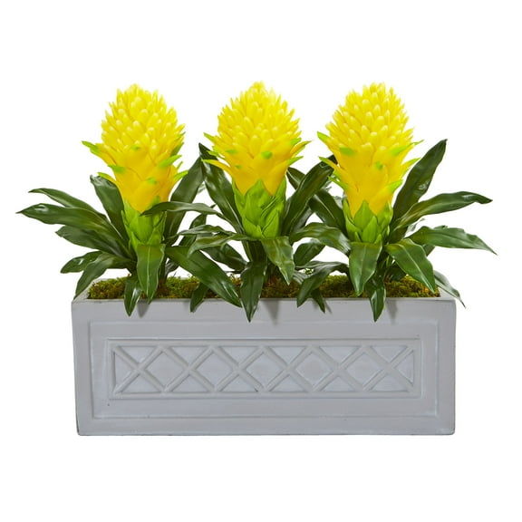 Bromeliad Artificial Plant in Stone Planter