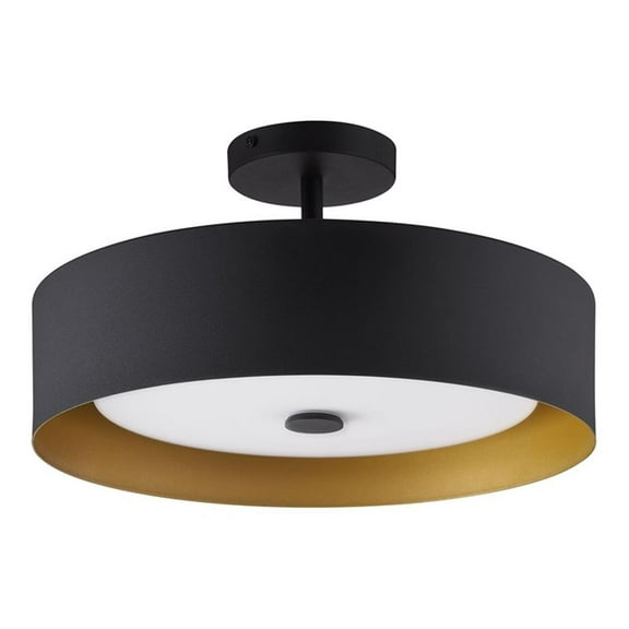 Bromi Design Lynch 1-Light Modern Metal Semi Flush Mount Light in Black/Gold
