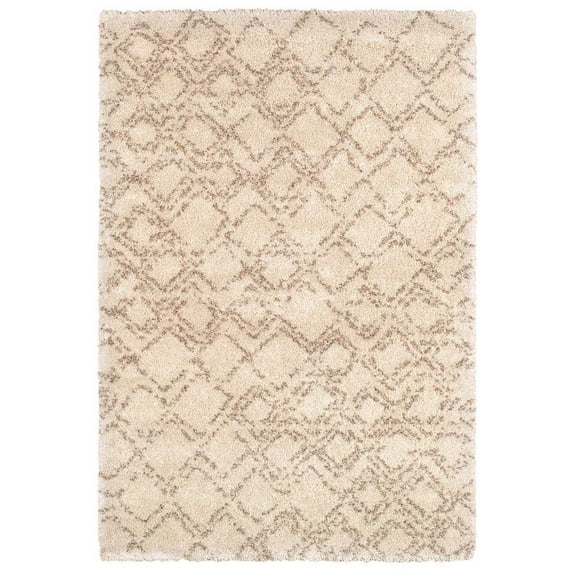 Bromley 3'11"W x 5'6"L Power-Loomed Pinnacle Area Rug in Ivory/Camel