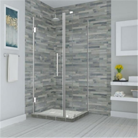 Bromley Frameless Corner Hinged Shower Enclosure - Chrome - 72 x 65 x 30.38 in.