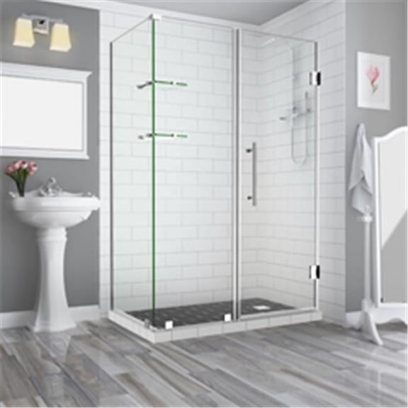 Bromley GS Frameless Corner Hinged Shower Enclosure with Glass Shelves - Chrome - 72 x 59 x 34.38 in.