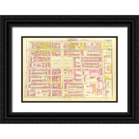 Bromley, George Washington 24x18 Black Ornate Wood Framed with Double Matting Museum Art Print Titled - Boston - Wards 9, 12, 1895