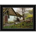 thumbnail image 1 of Bromolle Farm with Chickens 24x19 Black Ornate Wood Framed Canvas Art by Monsted, Peder Mork, 1 of 2