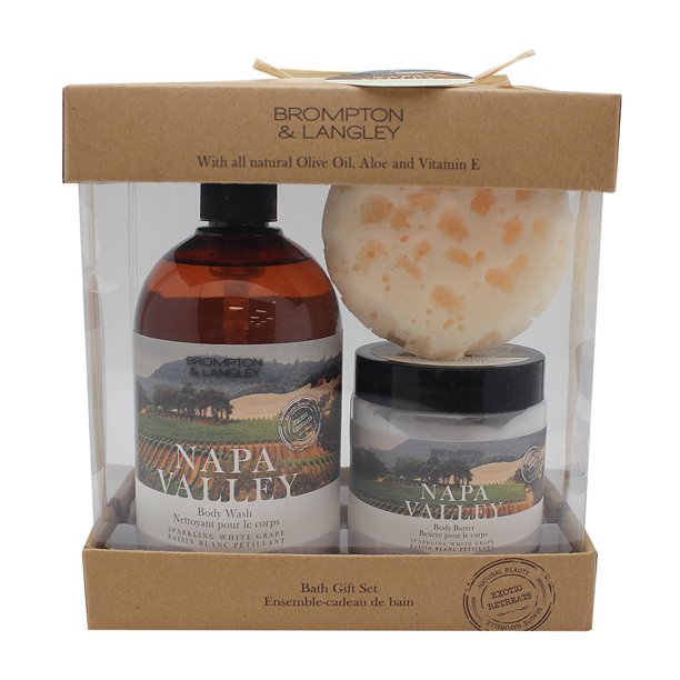 Brompton & Langley Exotic Retreats Bath Trio Shower Gel, Body Butter & Synthetic Sea Sponge