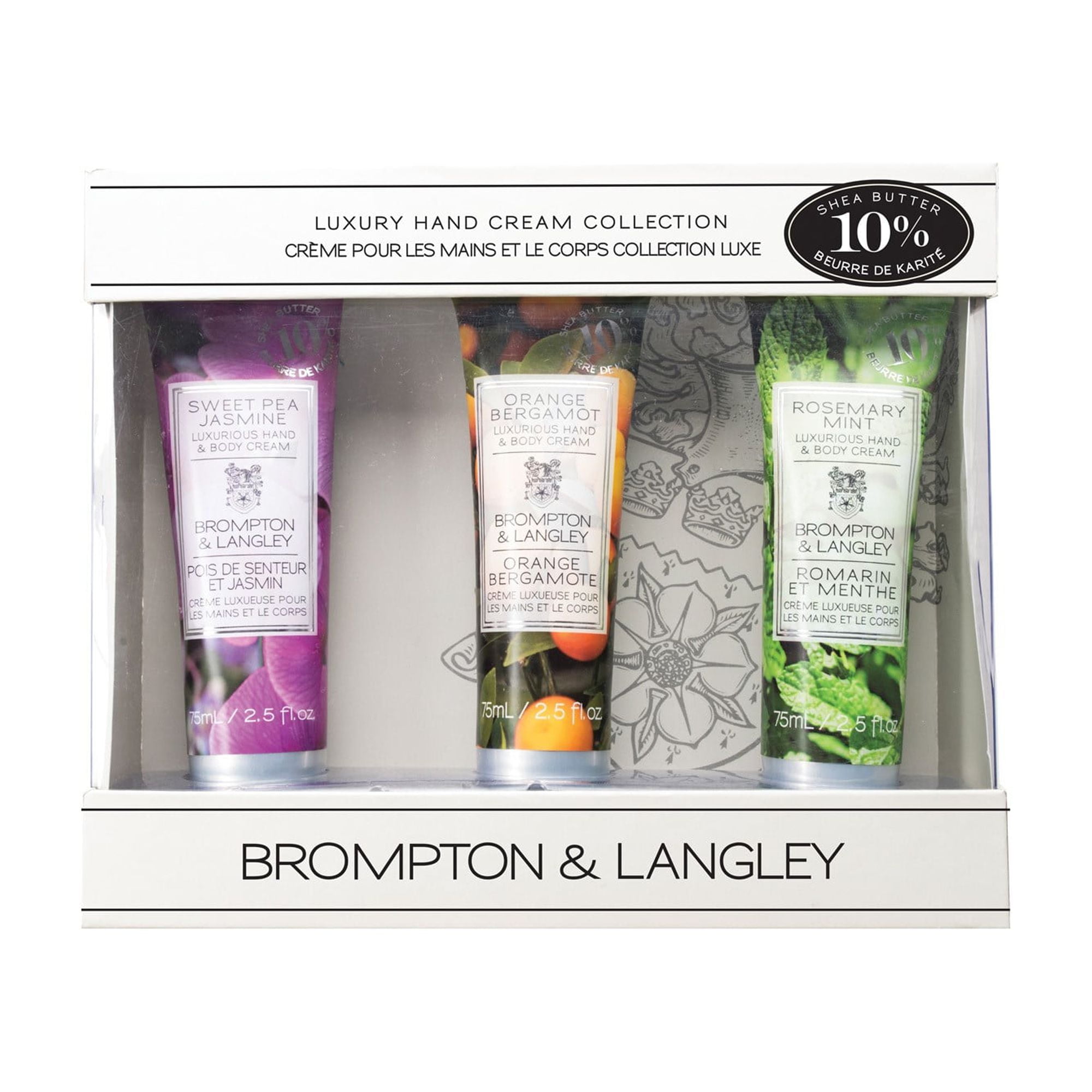 Brompton & Langley Hand Cream Gift Set, Orange Bergamot/Sweet Pea Jasmine/Rosemary Mint, 3 Ct