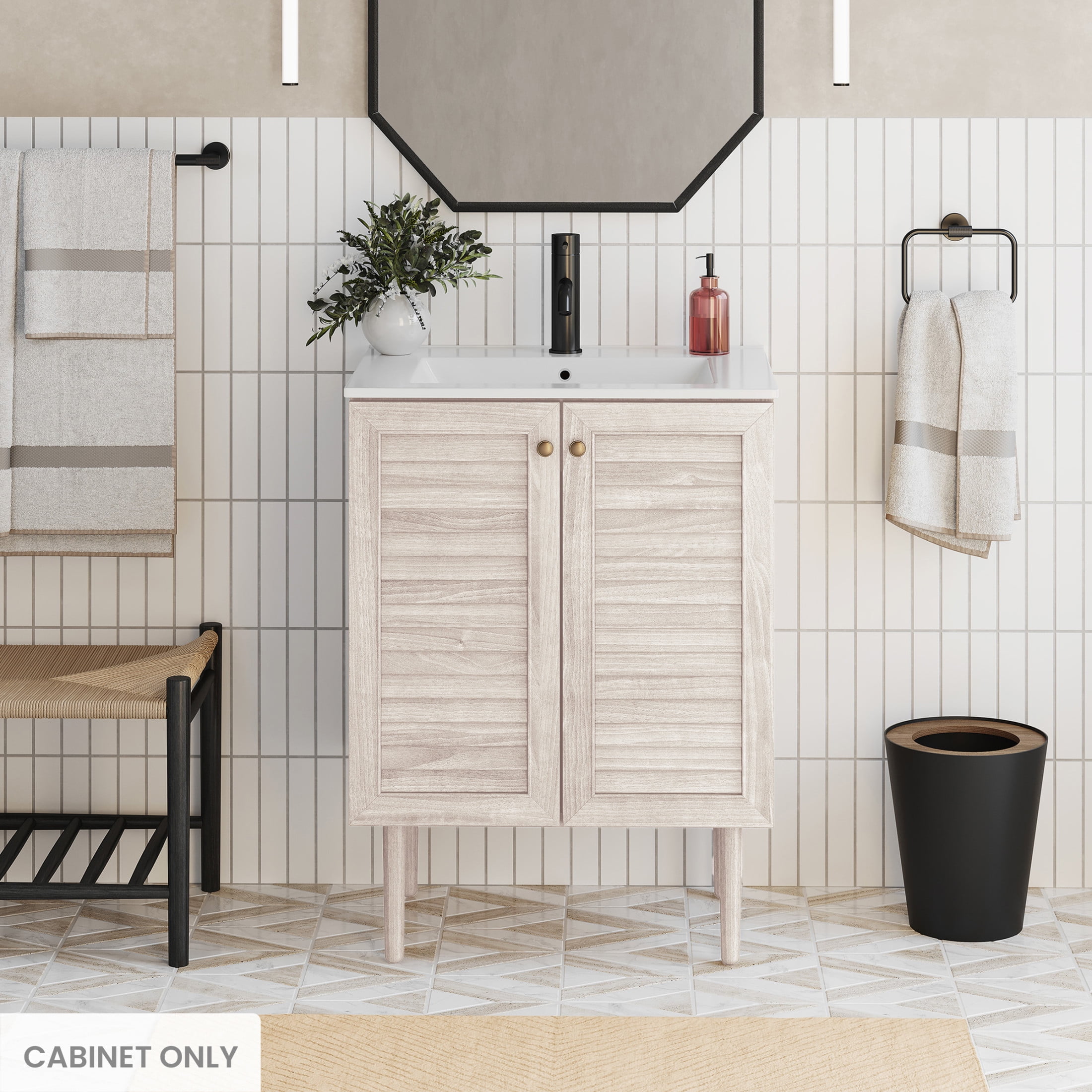 Bron 24" White Oak Freestanding Bathroom Vanity Cabinet