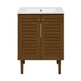 thumbnail image 1 of Bron 24" Freestanding Bathroom Vanity in Brown Oak with 3-Hole Centerset Sink Top, 1 of 7
