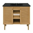 thumbnail image 1 of Bron 36 in. Brown Oak Bathroom Vanity With Black, 3-Hole Ceramic Sink Top, 1 of 8