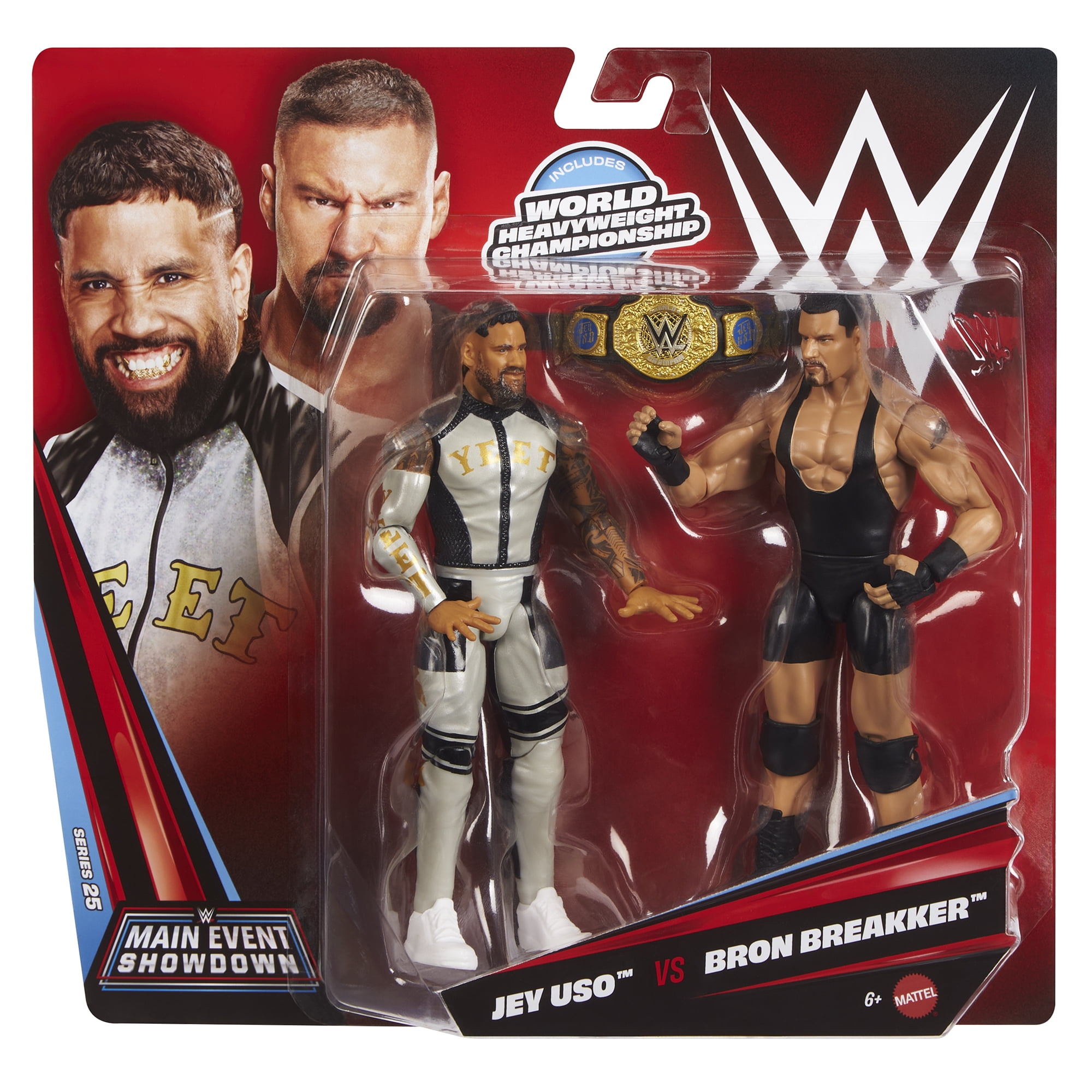Bron Breakker & Jey Uso - WWE Main Event 2-Packs 25 Mattel WWE Toy Wrestling Action Figures