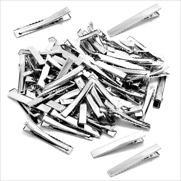 BronaGrand 100 PCS Silver Alligator Hair Clip Flat Top with Teeth for Arts & Crafts Projects, Dry Hanging Clothing, Office Paper Document Organization,Hair Care(2.4 Inch)