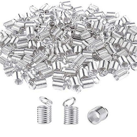 BronaGrand 150pcs Antiqued Brass Silver Crimp Fasteners Leather Cord Ends Caps Necklace Clasp Jewelry Parts 9x5mm