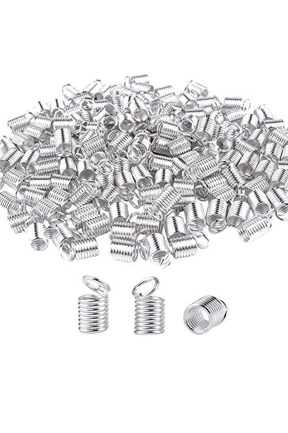 150pcs Antiqued Brass Silver Crimp Fasteners Leather Cord Ends Caps Necklace Clasp Jewelry Parts 9x5mm