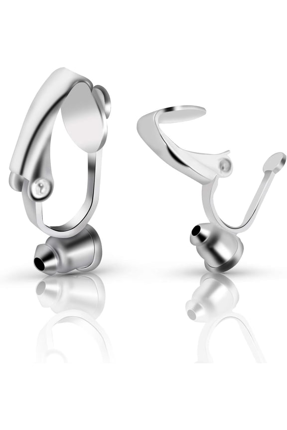 20 Pieces Clip-on Earring Converter Components Findings with Post, Silver