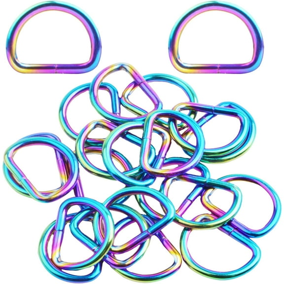 BronaGrand 20pcs 1/2inch Metal Semi-Circular D Rings Multipurpose Half Round D-Shaped Rings Buckle Clips DIY Accessories for Bags Purse Backpack Belt Clothing Sewing, Rainbow Color