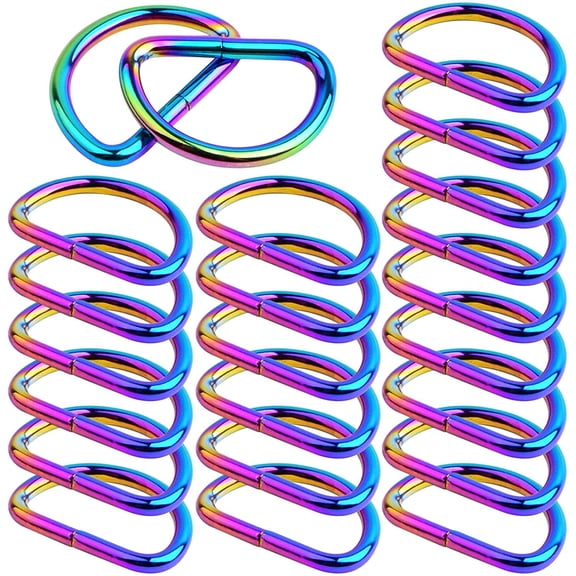 BronaGrand 20pcs Metal Semi-Circular D Rings Multipurpose Half Round D-Shaped Rings Buckle Clips DIY Accessories for Bags Purse Backpack Belt Clothing Sewing, Rainbow Color