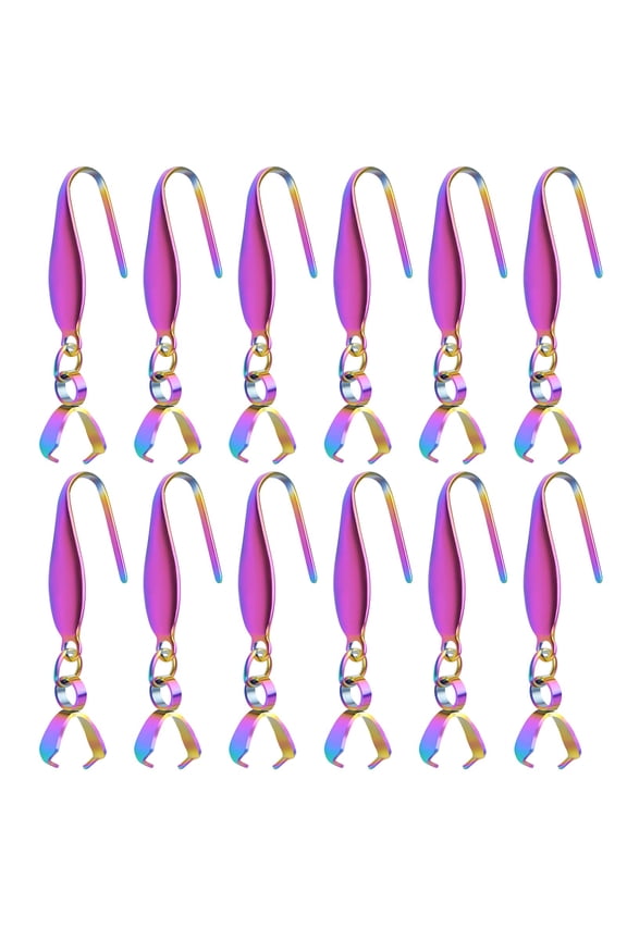 30pcs Stainless Steel Earring Hooks Rainbow Color Pendant Clasp Earring Hooks Ear Wire Buckle Dangle Earrings for DIY Jewelry Making Birthday Wedding Anniversary Favor Gifts