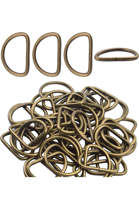 50 Pieces 1inch Metal D Ring Bronze for Bag Landyard DIY Craft Accessories