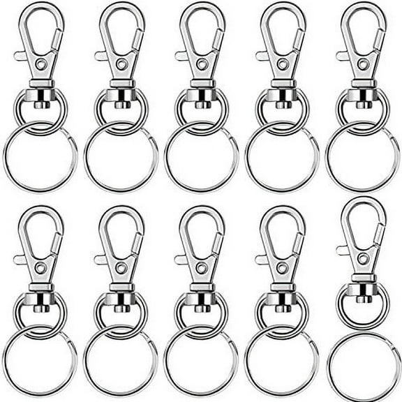 BronaGrand 60 Pieces Metal Swivel Lanyard Snap Hook with Key Rings(Small Size)