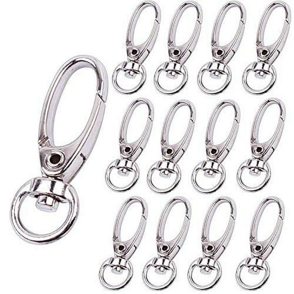BronaGrand Pack of 50 D Swivel Trigger Clips Hooks Metal Key Ring Lobster Clasps