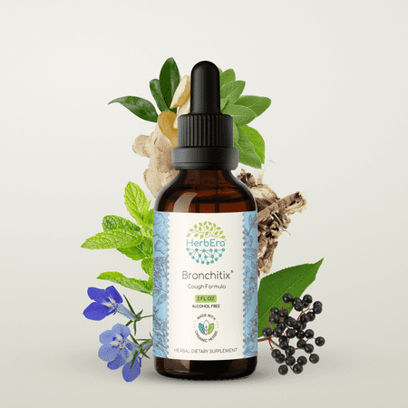 HerbEra Bronchitix Extract, Dietary Supplement Herbal Formula, Made from Elderberry, Marshmallow Root,Ginger Root, Mullein Leaf, Peppermint Leaf, Lobelia Herb 2 oz