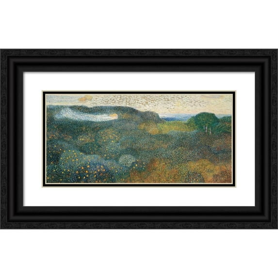 Broncia Koller-Pinell 18x11 Black Ornate Wood Framed Double Matted Museum Art Print Titled - Orangenhain on the French Riviera (1903)