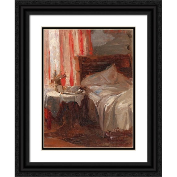 Broncia Koller-Pinell 19x24 Black Ornate Framed Double Matted Museum Art Print Titled: A Bedroom Interior (1895)