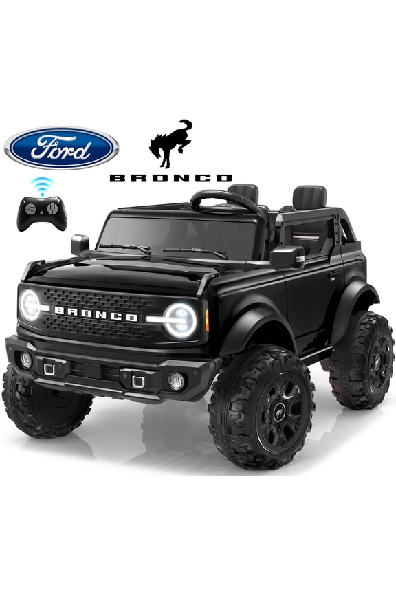 24V Ride On Toys for Big Kids 2 Seat, Ford Bronco Base Powered Ride On Cars w/Remote Control, 4 Wheel Spring Suspension, Lights, Bluetooth, Kids Electric Car for Boys Girls Age 3-8, Black