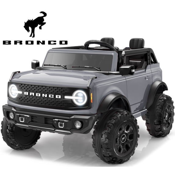 iYofe Ford Bronco 24V Ride On Car for Big Kids, 2 Seater Power Ride On Toys w/4-Wheel Suspension, Remote Control, Bluetooth, 3 Speeds, Lights, Electric Car Gifts for Boys Girls Ages 3-8, Gray