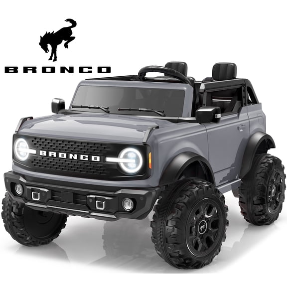 iYofe Ford Bronco 24V Ride On Car for Big Kids, 2 Seater Powered Ride On Toy with Parent Remote Control, Bluetooth Music, 4-Wheel Suspension, 3 Speeds, 24V Ride On for Kids Ages 3-8, Gray