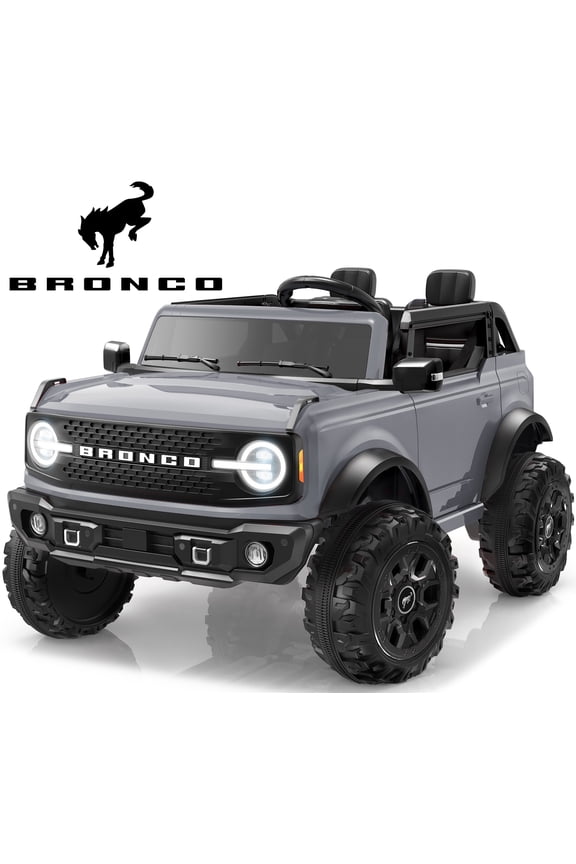 Ford Bronco 24V Ride On Car for Big Kids, 2 Seater Powered Ride On Toy with Parent Remote Control, Bluetooth Music, 4-Wheel Suspension, 3 Speeds, 24V Ride On for Kids Ages 3-8, Gray
