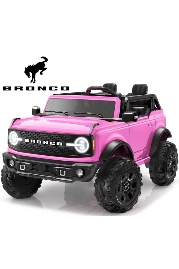 Ford Bronco 24V Ride On Car for Big Kids, 2 Seater Powered Ride On Toy with Parent Remote Control, Bluetooth Music, 4-Wheel Suspension, 3 Speeds, 24V Ride On for Kids Ages 3-8, Pink
