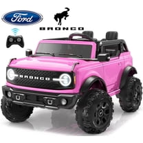 iYofe 24V Ride On Toys for Big Kids 2 Seat, Ford Bronco Base Powered Ride On Cars w/Remote Control, 4 Wheel Spring Suspension, Lights, Bluetooth, Kids Electric Car for Boys Girls Age 3-8, Pink