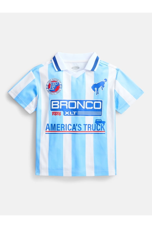Ford Bronco Boys' Collared Front Back Graphic Jesey with Short Sleeves, Sizes 4-18