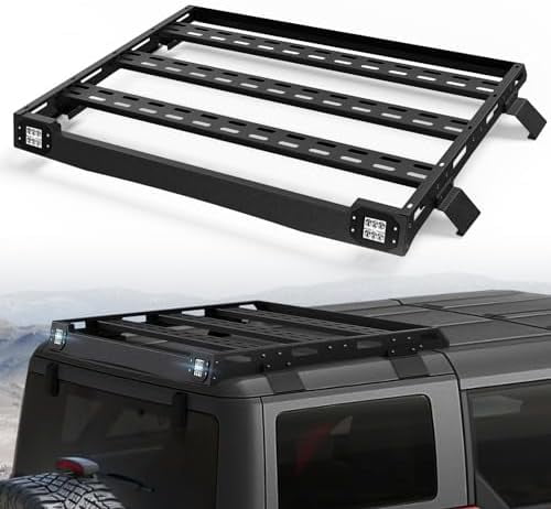Bronco Half Short Roof Rack Rear Cargo Basket With 2 Pcs Led Light Bar ...