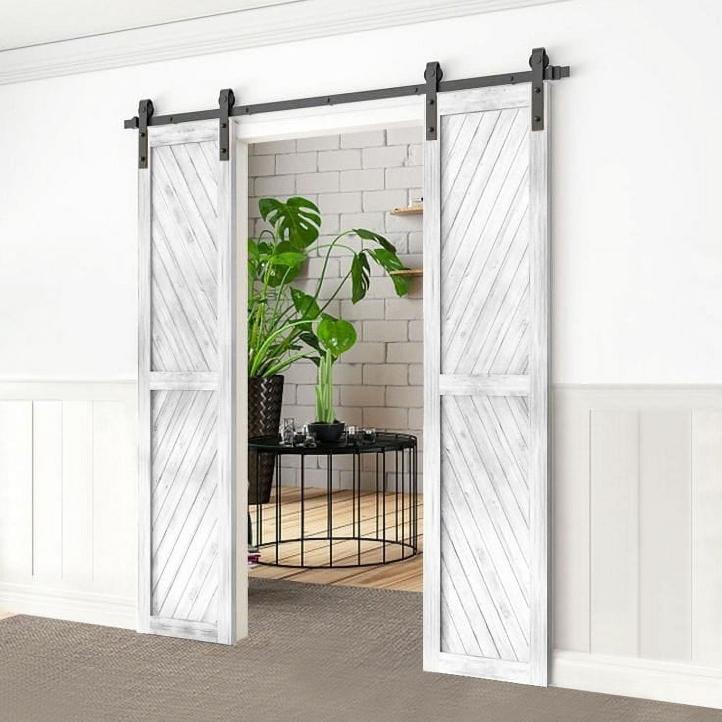 Bronco Hardware BiParting Doors Barn Door Hardware Kit 108in