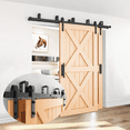 thumbnail image 1 of Bronco Hardware Heavy Duty Double Track Bypass Barn Door Hardware Kit 18FT, Perfect for Closet, Easy Installation, Slide Smoothly & Quietly (Hardware Kit Only), 1 of 6