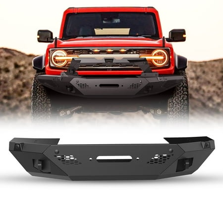 Bronco Mid-Width Front Bumper Coated Steel Heavy Duty for 2021-2026 Ford Bronco