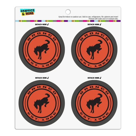 Bronco Round Badge Distressed Refrigerator Fridge Locker Vinyl Circle Magnet Set